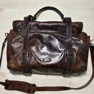 Frye Logan Large Messenger/Bag Satchel Distressed Brown Leather